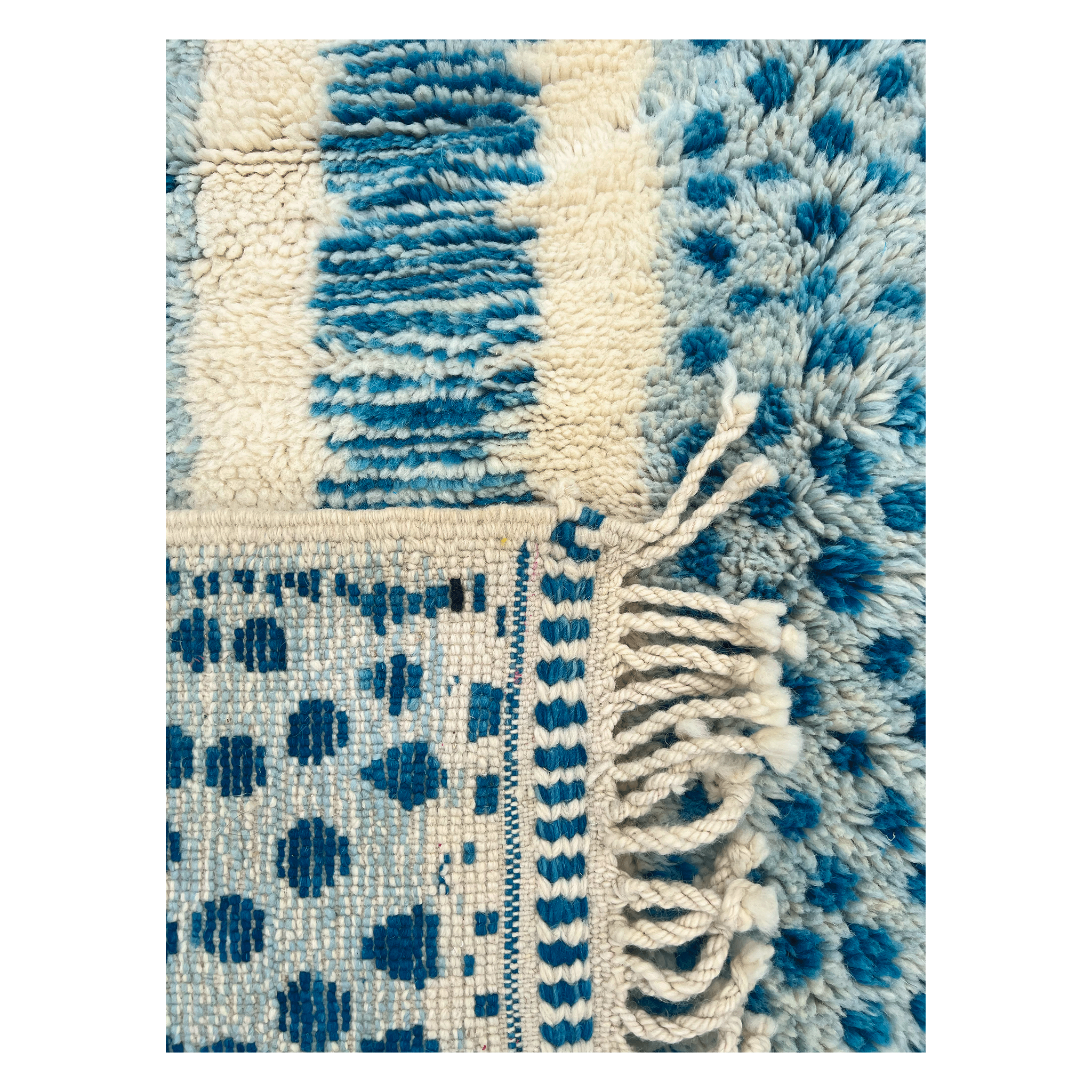 Introducing Blue Bliss Handcrafted Rug - Captivating Blue Dots Design | Coastal, Scandinavian, Modern | 8&