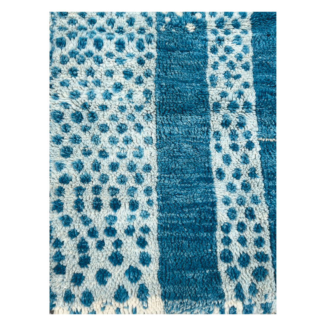 Introducing Blue Bliss Handcrafted Rug - Captivating Blue Dots Design | Coastal, Scandinavian, Modern | 8&