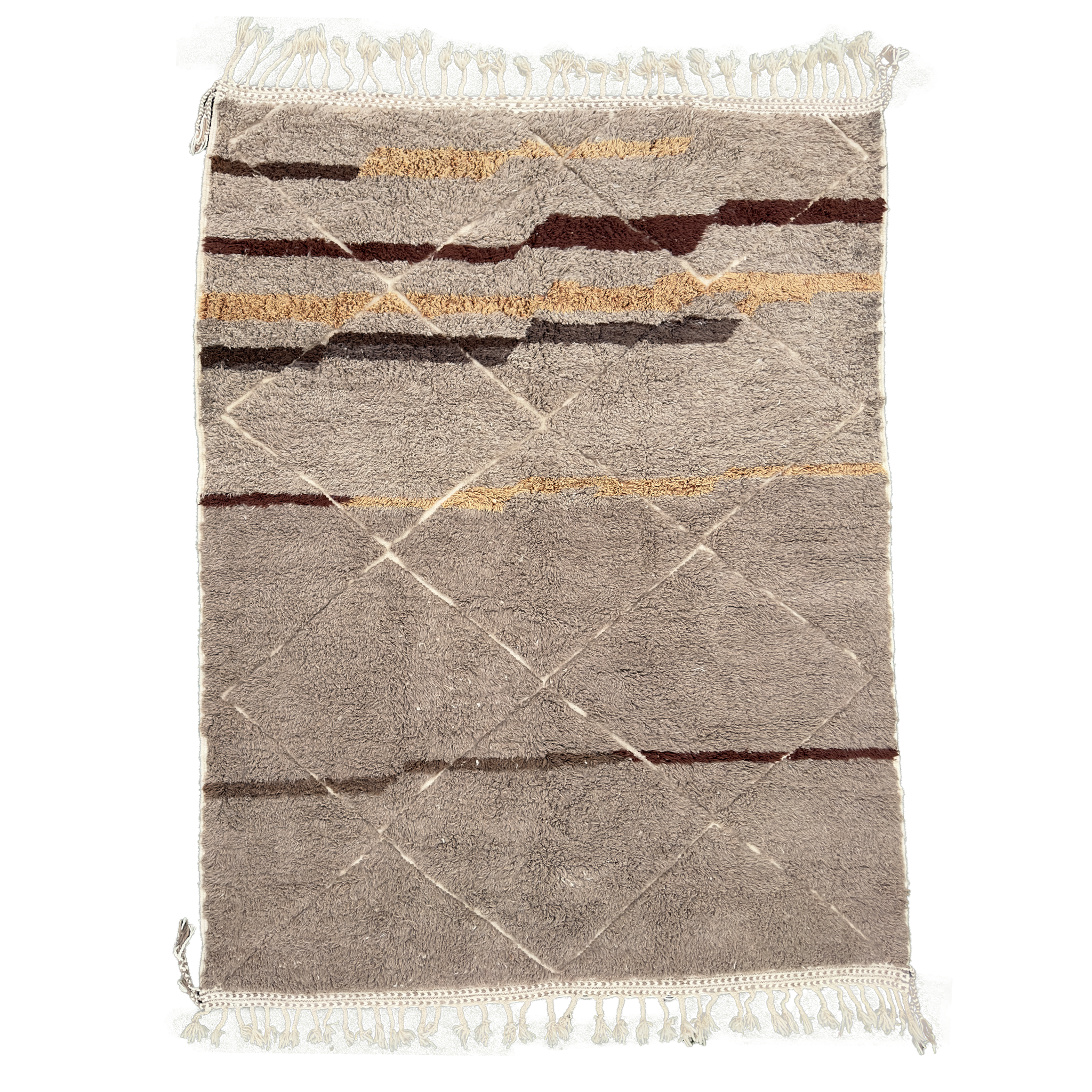 Contemporary Taupe Diamond Rug | Luxurious Flatweave Design | Handcrafted Artistry
