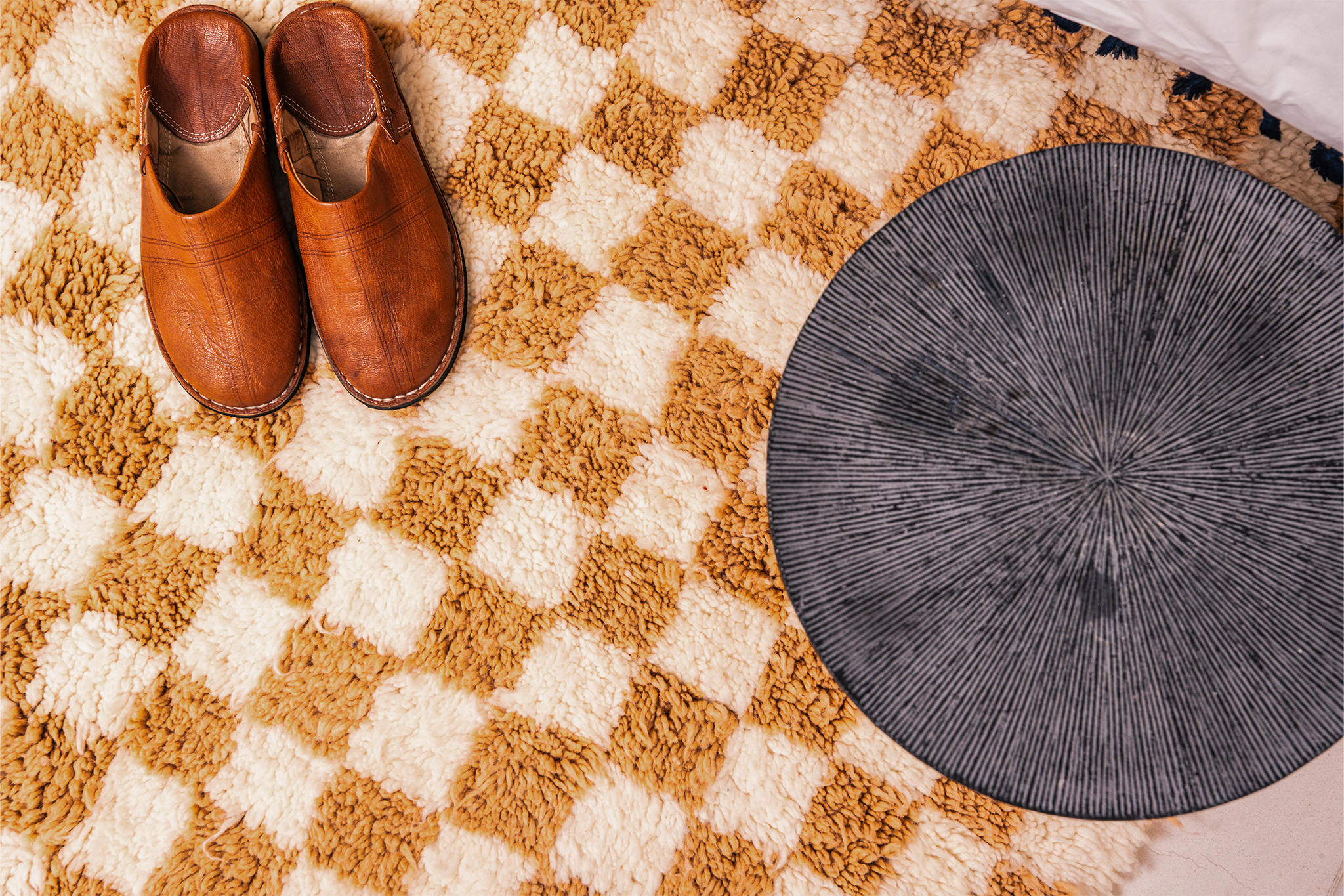 Brown Check Mate | Checkered Moroccan Mat | Ima Rugs