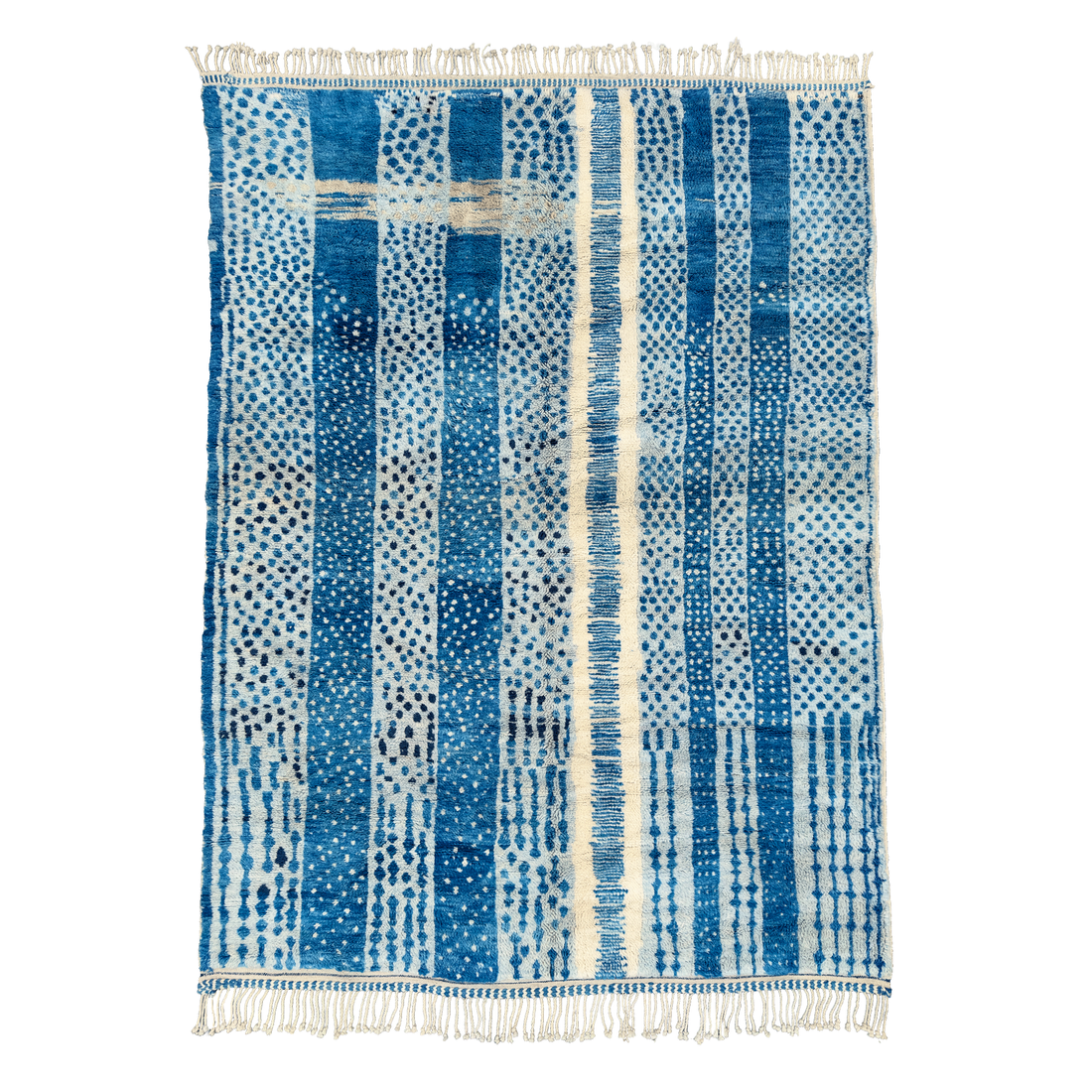 Introducing Blue Bliss Handcrafted Rug - Captivating Blue Dots Design | Coastal, Scandinavian, Modern | 8&