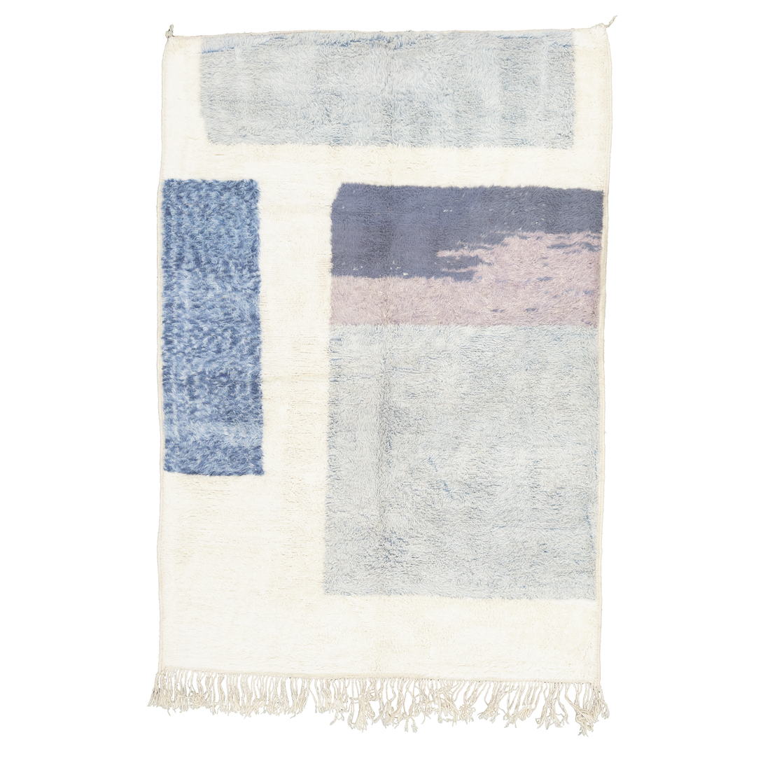 Elevate your space with the Azul 3 Modern Moroccan Area Rug. Handcrafted with soft and durable wool, this contemporary rug features an eye-catching geometric design in cream, azul, light blue, and light purple. Perfect for modern and eclectic interiors. Available in a generous size of 7&