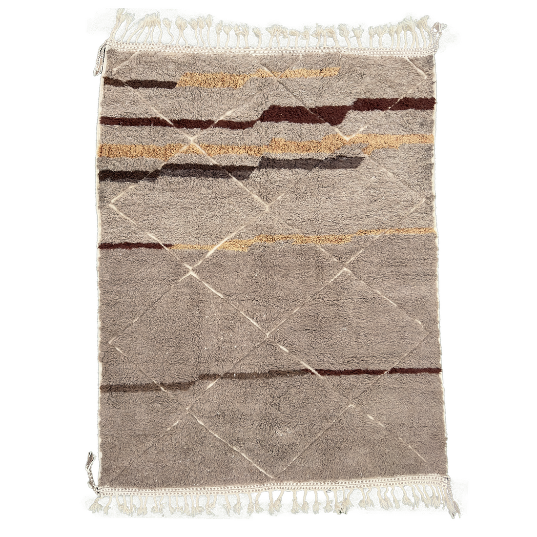 Contemporary Taupe Diamond Rug | Luxurious Flatweave Design | Handcrafted Artistry